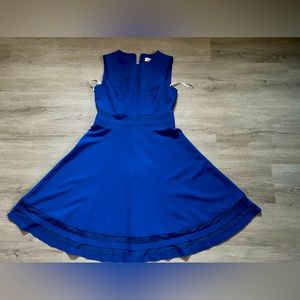 Calvin Klein blue illusion-trim fit and flare dress 2p